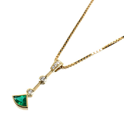K18YG イエローゴールド ネックレス ベネチアン エメラルド0.55ct ダイヤモンド0.14ct 8.6g 45cm レディース【中古】