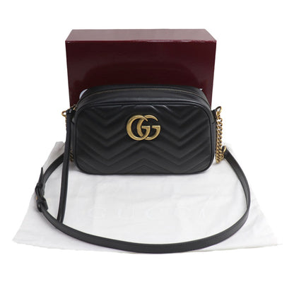 GUCCI グッチ GGマーモント スモール カメラバッグ ショルダーバッグ ブラック 447632 DTD1T 1000 訳アリ品 レディース【中古】【美品】