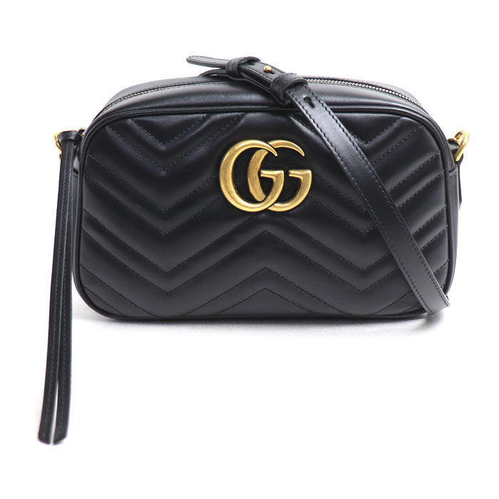 GUCCI グッチ GGマーモント スモール カメラバッグ ショルダーバッグ ブラック 447632 DTD1T 1000 訳アリ品 レディース【中古】【美品】