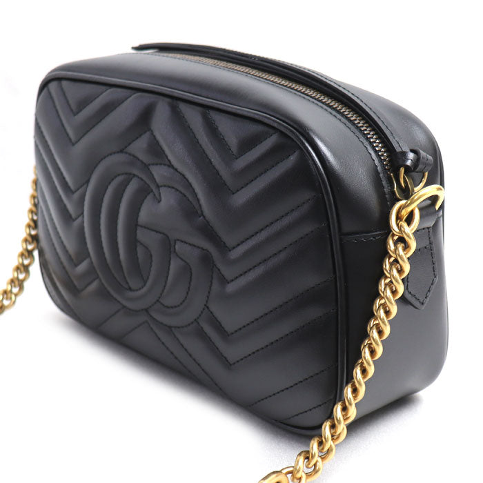 GUCCI グッチ GGマーモント スモール カメラバッグ ショルダーバッグ ブラック 447632 DTD1T 1000 訳アリ品 レディース【中古】【美品】