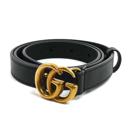 GUCCI グッチ ダブルG スリム ベルト ブラック 409417 AP00T 1000 レディース 70/28【中古】