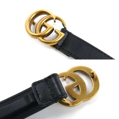 GUCCI グッチ ダブルG スリム ベルト ブラック 409417 AP00T 1000 レディース 70/28【中古】