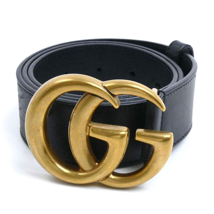 GUCCI グッチ GGエンブレム ワイド ベルト ブラック 400593 レディース 75/30【中古】