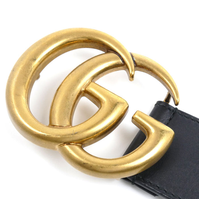 GUCCI グッチ GGエンブレム ワイド ベルト ブラック 400593 レディース 75/30【中古】