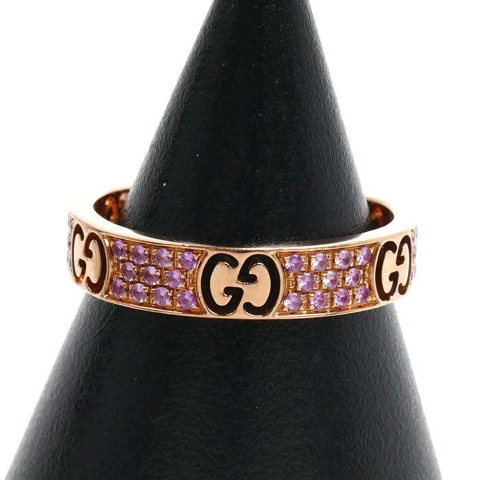 GUCCI グッチ K18PG ピンクゴールド アイコン スターダスト リング・指輪 ピンクサファイア 12号 3.5g レディース【中古】