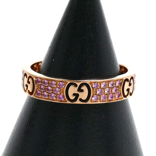 GUCCI グッチ K18PG ピンクゴールド アイコン スターダスト リング・指輪 ピンクサファイア 12号 3.5g レディース【中古】