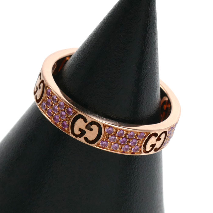 GUCCI グッチ K18PG ピンクゴールド アイコン スターダスト リング・指輪 ピンクサファイア 12号 3.5g レディース【中古】