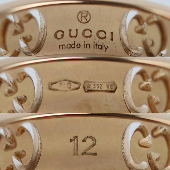 GUCCI グッチ K18PG ピンクゴールド アイコン スターダスト リング・指輪 ピンクサファイア 12号 3.5g レディース【中古】