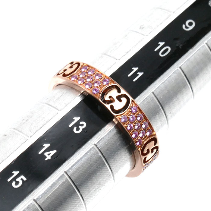 GUCCI グッチ K18PG ピンクゴールド アイコン スターダスト リング・指輪 ピンクサファイア 12号 3.5g レディース【中古】