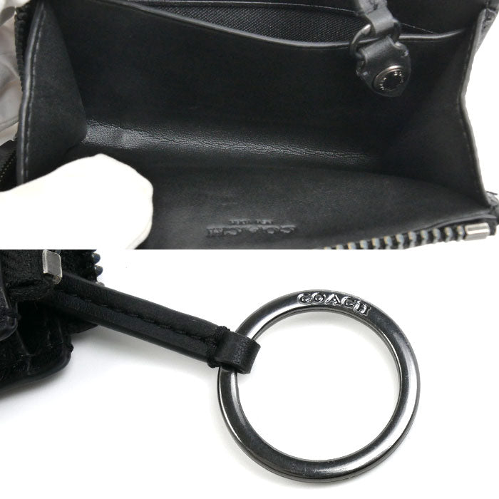 COACH コーチ ジップ キーケース コインケース ブラック CW358 QB/BK アウトレット メンズ【中古】【美品】