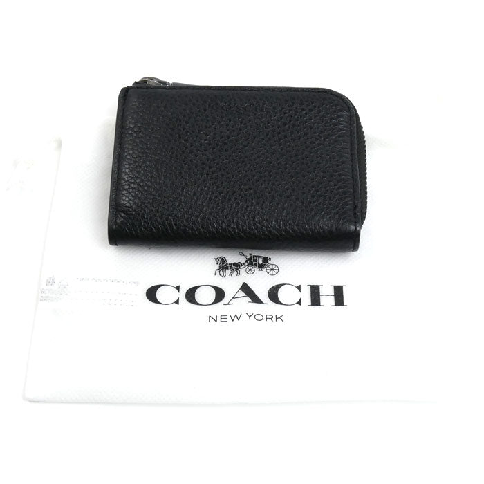 COACH コーチ ジップ キーケース コインケース ブラック CW358 QB/BK アウトレット メンズ【中古】【美品】