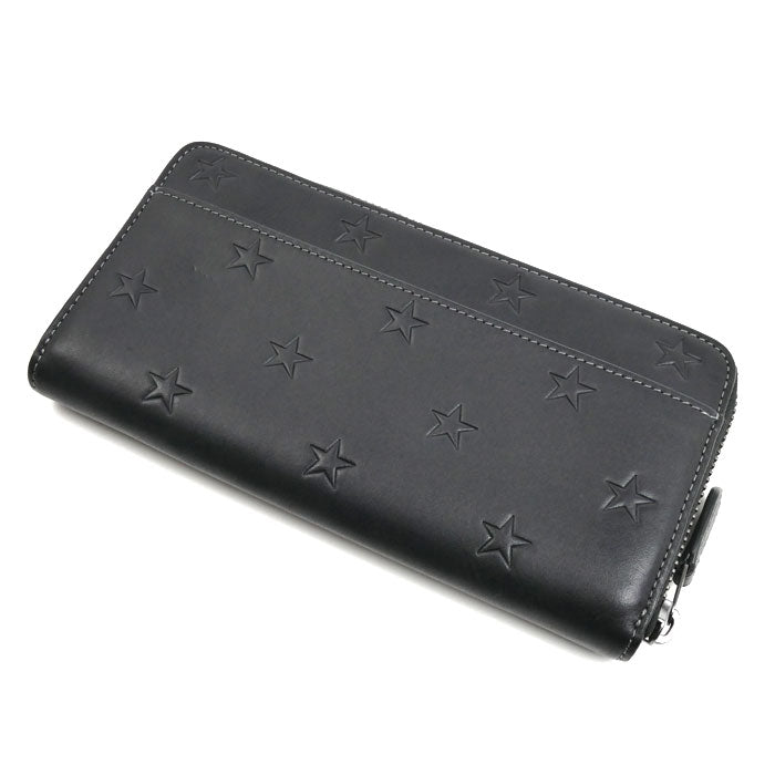 COACH コーチ アコーディオン ウォレット スタープリント 長財布 ラウンドファスナー ブラック CW296 QBLWO アウトレット メンズ【中古】【美品】