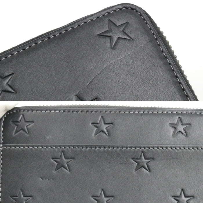 COACH コーチ アコーディオン ウォレット スタープリント 長財布 ラウンドファスナー ブラック CW296 QBLWO アウトレット メンズ【中古】【美品】