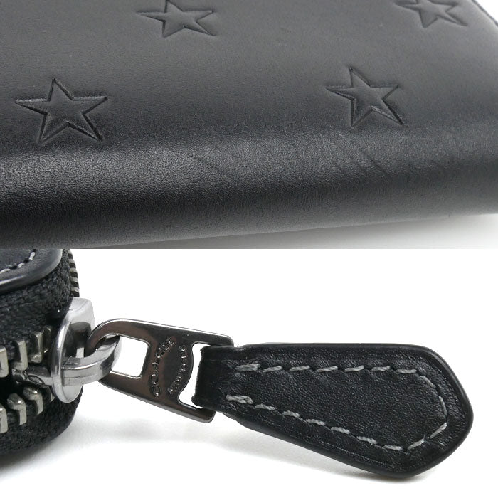 COACH コーチ アコーディオン ウォレット スタープリント 長財布 ラウンドファスナー ブラック CW296 QBLWO アウトレット メンズ【中古】【美品】