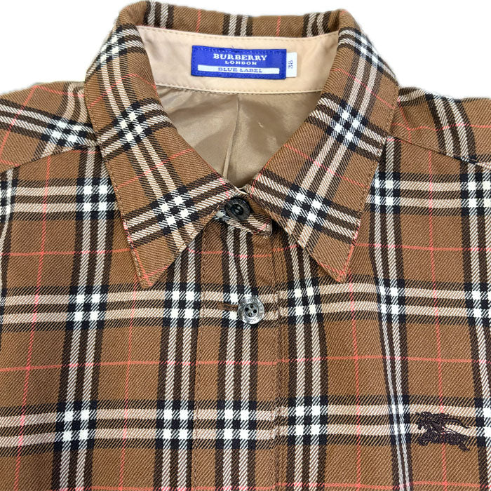 BURBERRY バーバリー BLUE LABEL ノバチェック ワンピース ブラウン FMF54-536 38 レディース【中古】