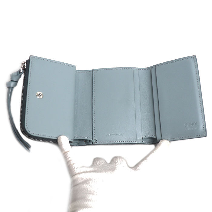 FENDI フェンディ ピーカブー マイクロ 三つ折り財布 ライトブルー 8M0499AURNF1VFI レディース【中古】【美品】