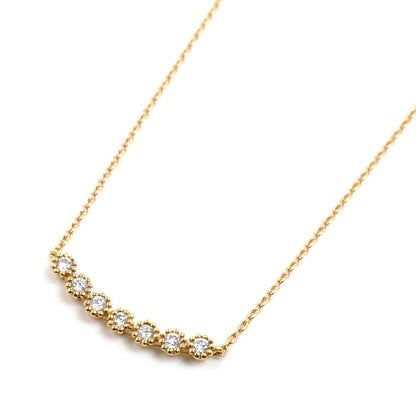 STAR JEWELRY スタージュエリー K18PG ピンクゴールド ネックレス ダイヤモンド0.07ct 1.5g 40cm ミル打ち レディース【中古】