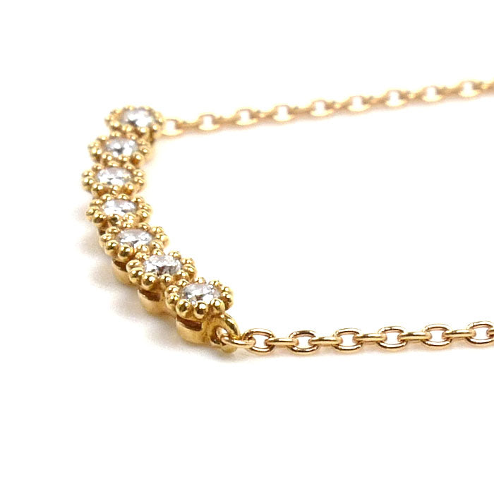 STAR JEWELRY スタージュエリー K18PG ピンクゴールド ネックレス ダイヤモンド0.07ct 1.5g 40cm ミル打ち レディース【中古】