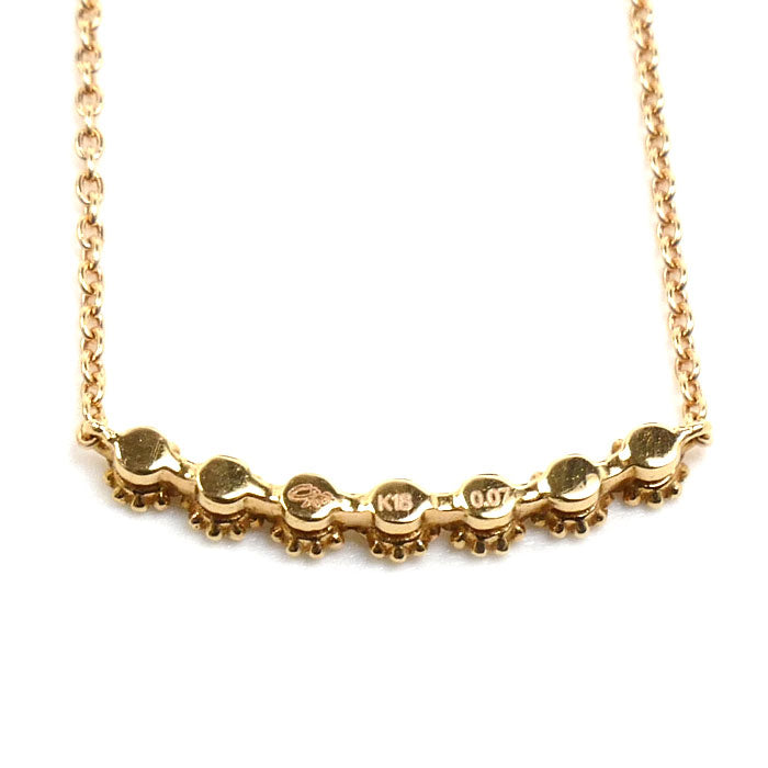 STAR JEWELRY スタージュエリー K18PG ピンクゴールド ネックレス ダイヤモンド0.07ct 1.5g 40cm ミル打ち レディース【中古】