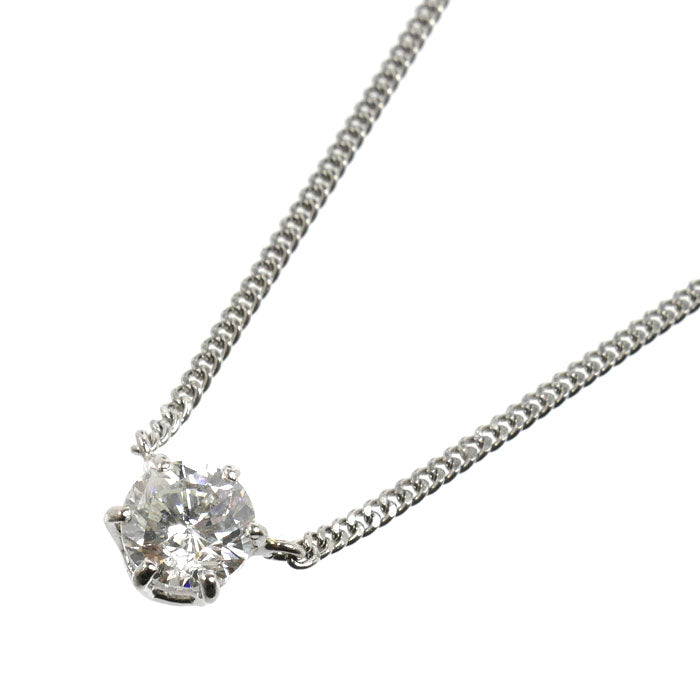 Pt850プラチナ プチ 一粒ダイヤ ネックレス ダイヤモンド1.00ct 4.8g 41cm レディース【中古】