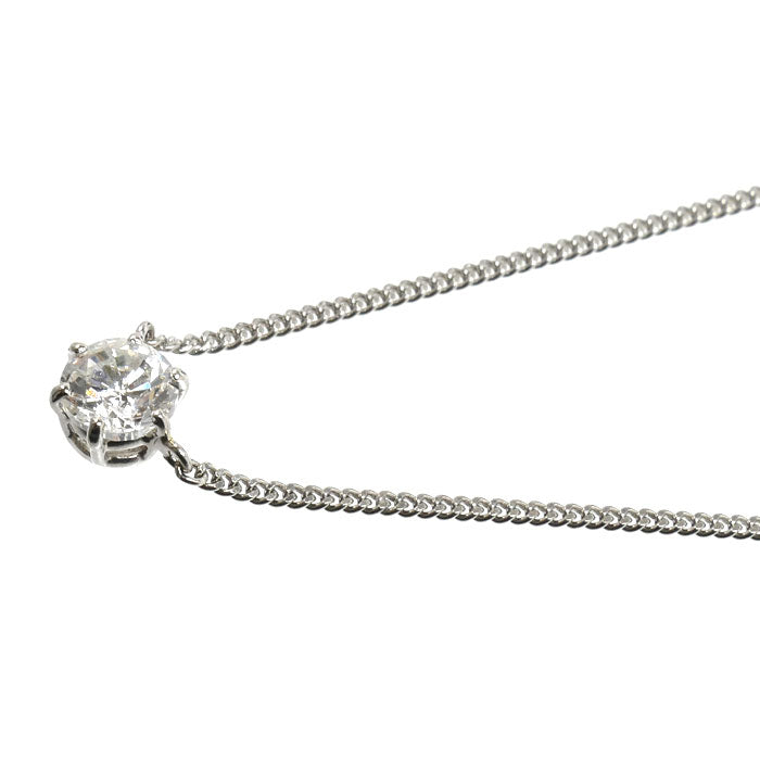 Pt850プラチナ プチ 一粒ダイヤ ネックレス ダイヤモンド1.00ct 4.8g 41cm レディース【中古】