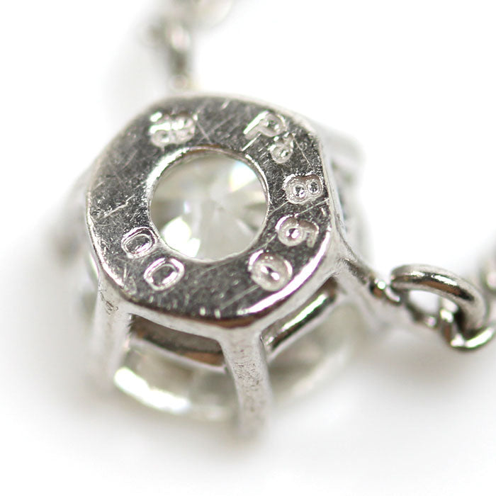 Pt850プラチナ プチ 一粒ダイヤ ネックレス ダイヤモンド1.00ct 4.8g 41cm レディース【中古】