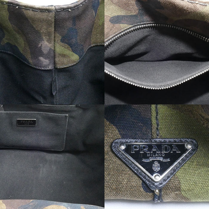PRADA プラダ カナパ トートバッグ カーキ 迷彩 B2642B レディース【中古】