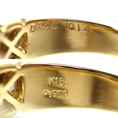 K18YG イエローゴールド Pt900プラチナ リング・指輪 ダイヤモンド0.242ct ダイヤモンド0.14ct 20号 10.3g メンズ【中古】