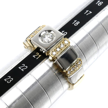 K18YG イエローゴールド Pt900プラチナ リング・指輪 ダイヤモンド0.242ct ダイヤモンド0.14ct 20号 10.3g メンズ【中古】