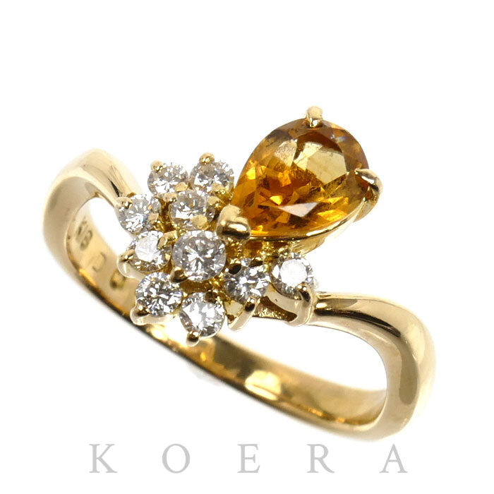 K18YG イエローゴールド リング・指輪 トパーズ ダイヤモンド0.12ct 11号 4.0g レディース【中古】