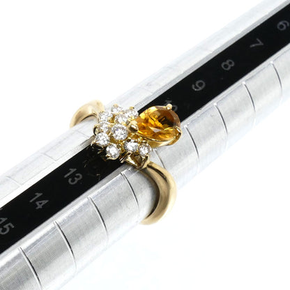K18YG イエローゴールド リング・指輪 トパーズ ダイヤモンド0.12ct 11号 4.0g レディース【中古】