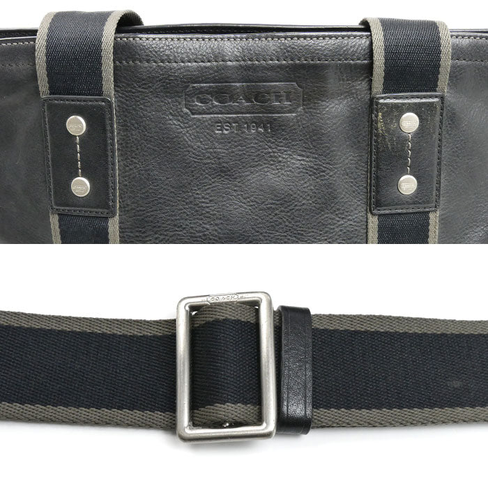 COACH コーチ ヘリテージ ウェブレザーフォルドオーバー 2Wayショルダーバッグ ブラック F70558 メンズ【中古】