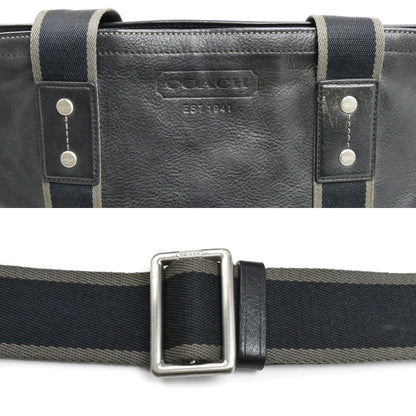 COACH コーチ ヘリテージ ウェブレザーフォルドオーバー 2Wayショルダーバッグ ブラック F70558 メンズ【中古】
