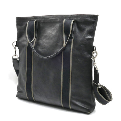 COACH コーチ ヘリテージ ウェブレザーフォルドオーバー 2Wayショルダーバッグ ブラック F70558 メンズ【中古】