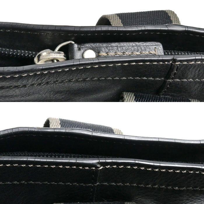 COACH コーチ ヘリテージ ウェブレザーフォルドオーバー 2Wayショルダーバッグ ブラック F70558 メンズ【中古】