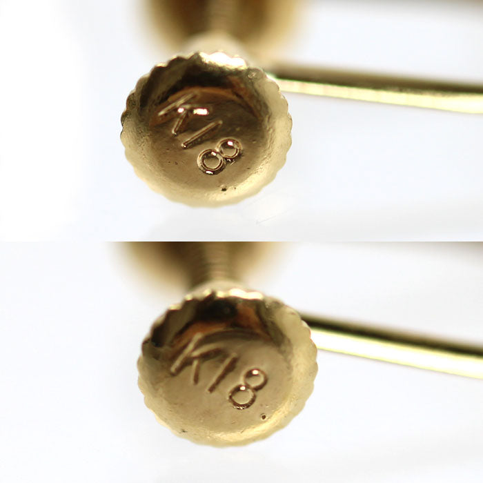 K18YG イエローゴールド K18WG ホワイトゴールド ロング イヤリング 3.0g ねじ式 レディース【中古】