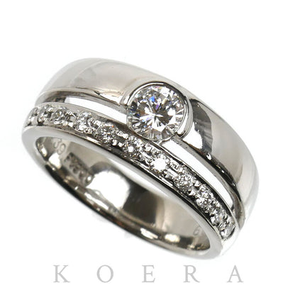 Pt900プラチナ リング・指輪 ダイヤモンド0.39ct/0.19ct 11.5号 10.4g レディース【中古】【美品】