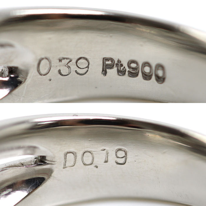 Pt900プラチナ リング・指輪 ダイヤモンド0.39ct/0.19ct 11.5号 10.4g レディース【中古】【美品】