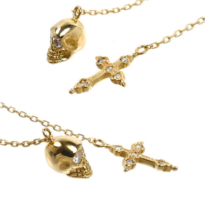 Loree Rodkin ローリーロドキン K18YG イエローゴールド AMERICAN GOTHIC CROSS&AMERICAN SKULL ピアス 01PLH001/01PLH004 ダイヤモンド 1.8g アメリカン レディース【中古】