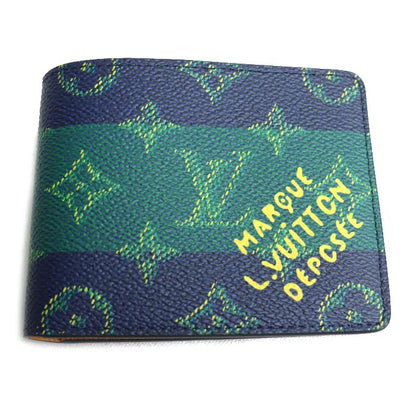 LOUIS VUITTON ルイ・ヴィトン ポルトフォイユスレンダー 二つ折り財布 モノグラム ヘリテージ マルチカラー ブルーストライプ M25795 ICチップ メンズ【未使用】【買取品】