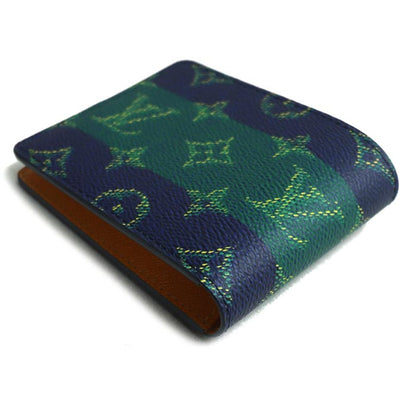 LOUIS VUITTON ルイ・ヴィトン ポルトフォイユスレンダー 二つ折り財布 モノグラム ヘリテージ マルチカラー ブルーストライプ M25795 ICチップ メンズ【未使用】【買取品】