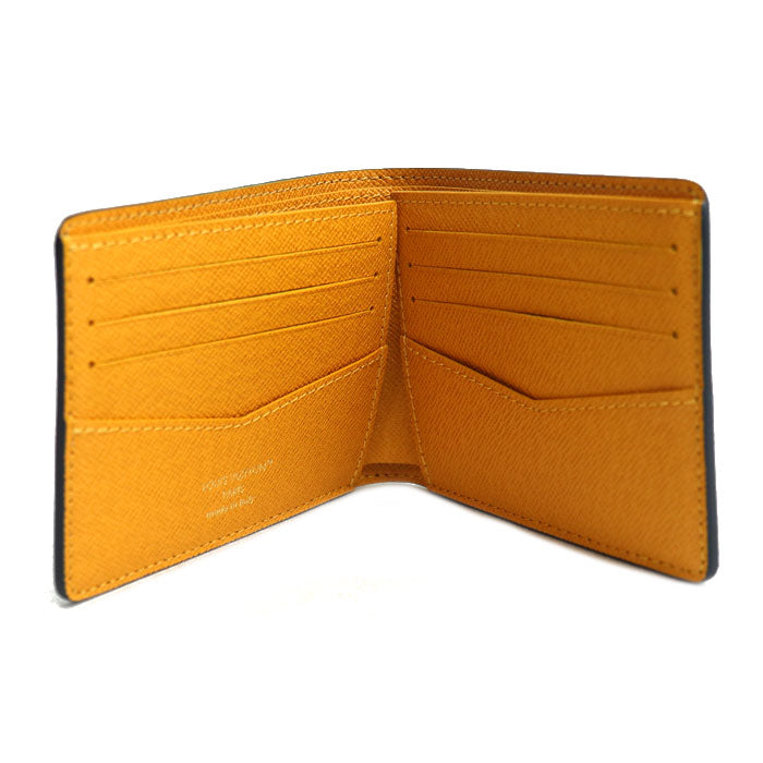 LOUIS VUITTON ルイ・ヴィトン ポルトフォイユスレンダー 二つ折り財布 モノグラム ヘリテージ マルチカラー ブルーストライプ M25795 ICチップ メンズ【未使用】【買取品】