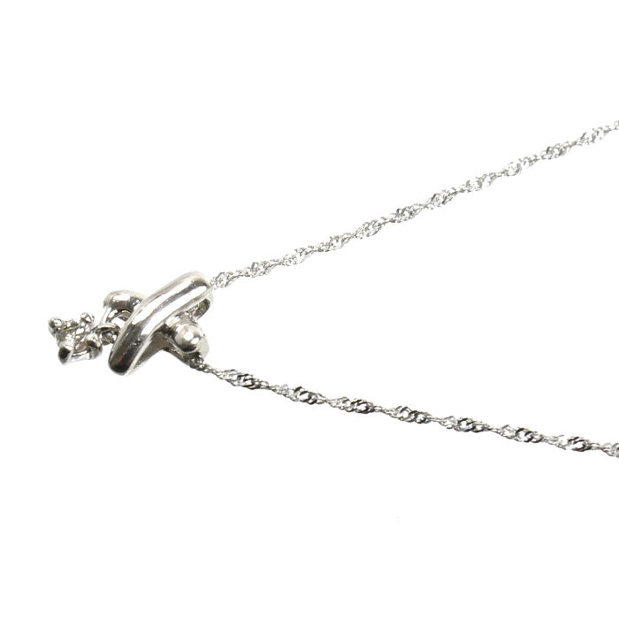 Pt900プラチナ Pt850プラチナ ネックレス ダイヤモンド0.03ct 1.3g 40cm レディース【中古】