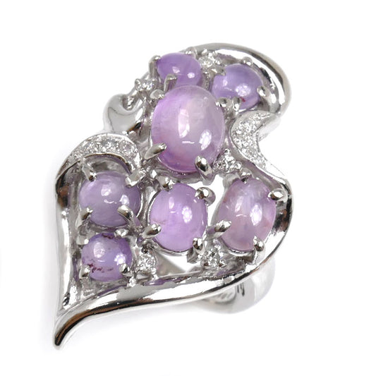 Pt900プラチナ リング・指輪 スターサファイア6.04ct ダイヤモンド0.15ct 11号 17.0g 大ぶり レディース【中古】