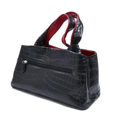 2Wayショルダーバッグ ブラック/レッド マットクロコ型押し レディース【中古】
