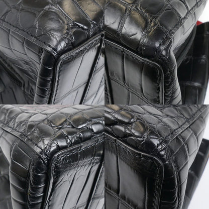 2Wayショルダーバッグ ブラック/レッド マットクロコ型押し レディース【中古】