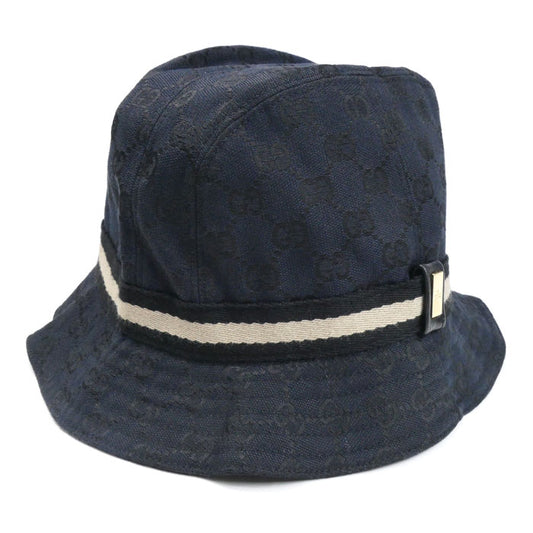 GUCCI グッチ GGキャンバス ハット ブラック L レディース【中古】