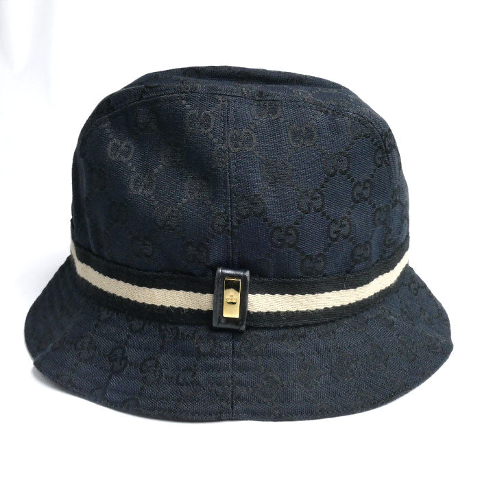 GUCCI グッチ GGキャンバス ハット ブラック L レディース【中古】
