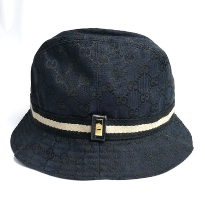 GUCCI グッチ GGキャンバス ハット ブラック L レディース【中古】