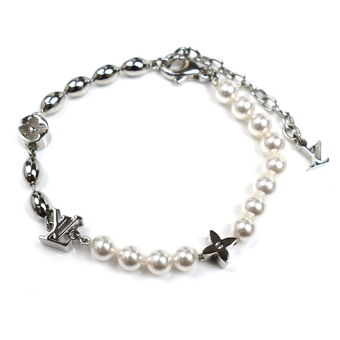 LOUIS VUITTON ルイ・ヴィトン メタル ガラスパール パールフュージョン ブレスレット M1556A 13.5g 17.5~22.5cm ユニセックス【中古】